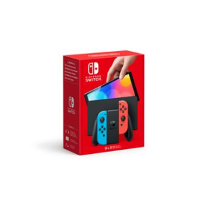 nintendo switch (modèle oled) avec manettes joy con bleu néon / rouge néon
